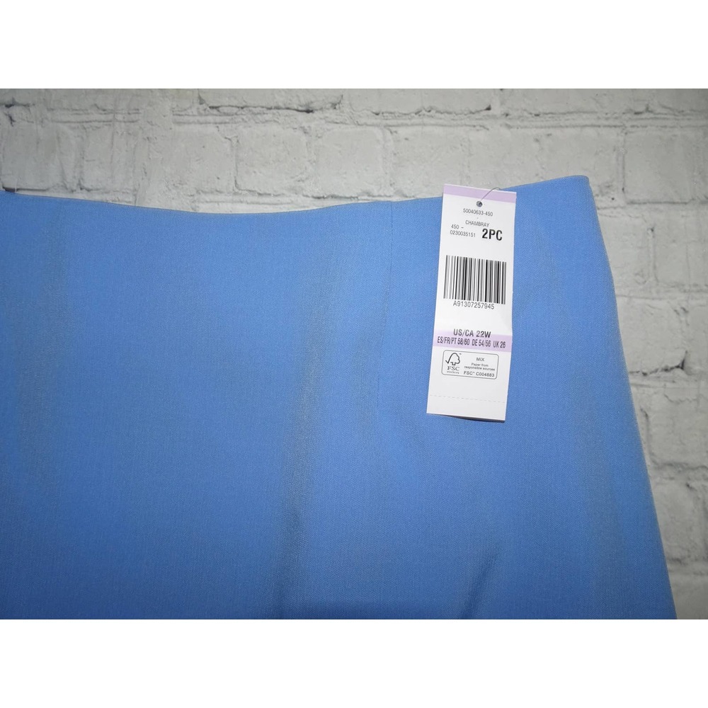 NWT Le Suit Plus Size Seamed Skirt Suit 22 W light blue - Picture 9 of 12